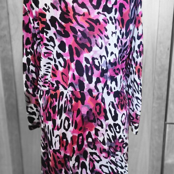 Pink Animal Print Fit and Flare Dress SZ14 - Picture 3 of 6